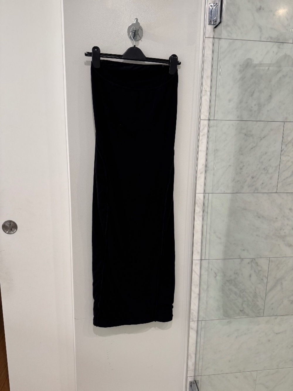 Helsa black cotton blend strapless dress
